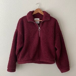 Burgundy Hollister Quarter Zip Sweater